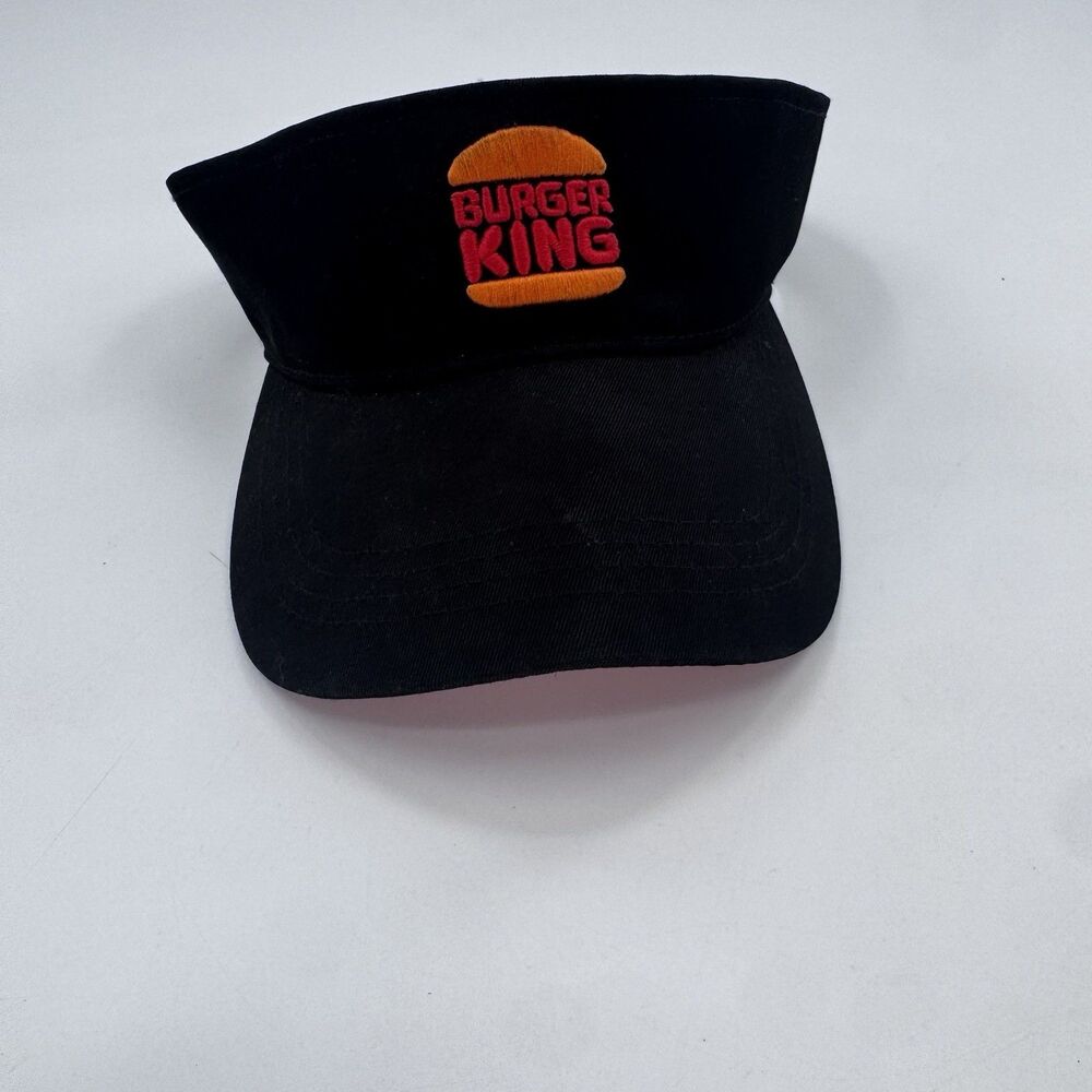 BURGER KING FAST FOOD RESTAURANT EMPLOYEE UNIFORM BLACK VISOR AJUSTABLE HAT